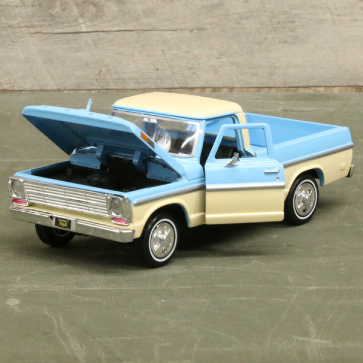 楽天市場 フォード ミニカー ピックアップトラック F 100 1969 1 24スケール ブルー グリーン Ford Moter Max モーターマックス Mancave マンケイブ