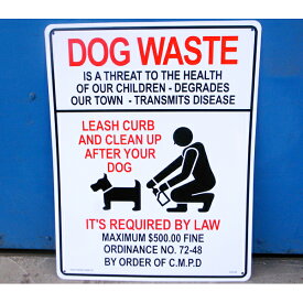 【プラスチックサイン】DOG WASTE 犬のフンの後始末をきちんとしましょう 48.5×38cm 【看板 インテリア 壁掛け】