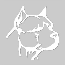 【ステッカー シール】ピットブル シルエット デカール 約9cm×9cm ホワイト【ブルテリア ビニール サイン ダイカット 犬】