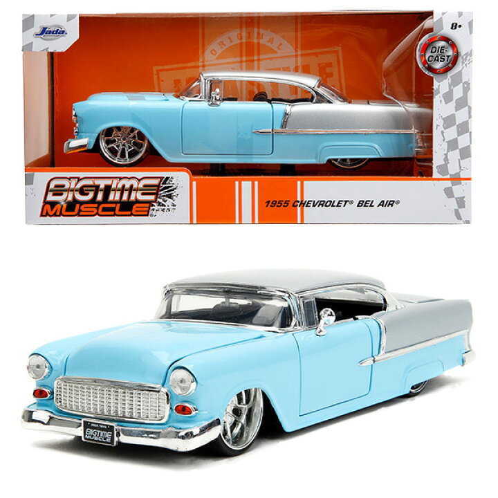 楽天市場】JADA TOYS ミニカー 1955 シボレー ベルエア ライトブルー 