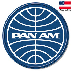 メタルサイン "PAN AM" パンナム パンアメリカ航空 看板 直径30cm 丸型 アメリカ製 ■ 航空会社 飛行機 壁掛け サイン ショップ ガレージ ブリキ看板