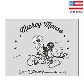 メタルサイン "Mickey Mouse" ミッキーマウス ギター 看板 縦32cm×横41cm アメリカ製 ■ ディズニー キャラクター モノクロ 音楽 楽器 壁掛け サイン ショップ ガレージ ブリキ看板