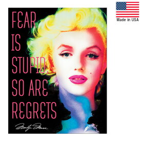 メタルサイン "FEAR IS STUPID,SO ARE REGRETS" マリリン・モンロー 看板 縦41cm×横32cm アメリカ製 ■ アメリカ モデル 女優 壁掛け サイン ショップ ガレージ ブリキ看板