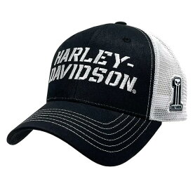 ハーレーダビッドソン メンズ ダークグリット H-D メッシュ ベースボールキャップ ブラック ホワイト ■ Harley-Davidson HD 帽子 野球帽 バイク