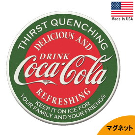 缶マグネット "Coca-Cola" コカ・コーラ ブリキ 直径7.5cm アメリカ製 ■ ドリンク コーラ 飲料 企業 丸型 磁石 雑貨 小物