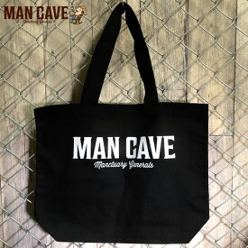 MAN CAVE オリジナル トートバッグ エコバッグ ブラック 縦35.5cm×45.5cm ■ マンケイブ 大きめ 黒ブラック