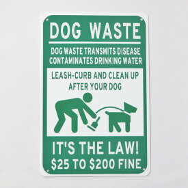 メタルサイン 犬のフンの後始末をきちんとしましょう "DOG WASTE" 縦30cm×横20cm ■ インテリア 壁掛け アルミ 看板