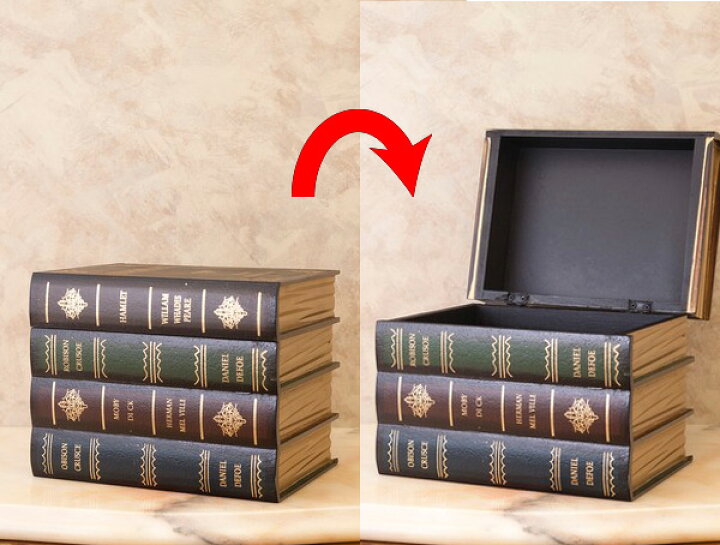 楽天市場】Book Box 木製ブック型収納ボックス □ 洋書 小物入れ 