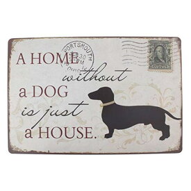 【ブリキ看板】A HOME without a DOG is just a HOUSE. レターモチーフ ビンテージ調 看板 20cm×30cm【インテリア 雑貨 壁掛け 犬 ホワイト ブラック】