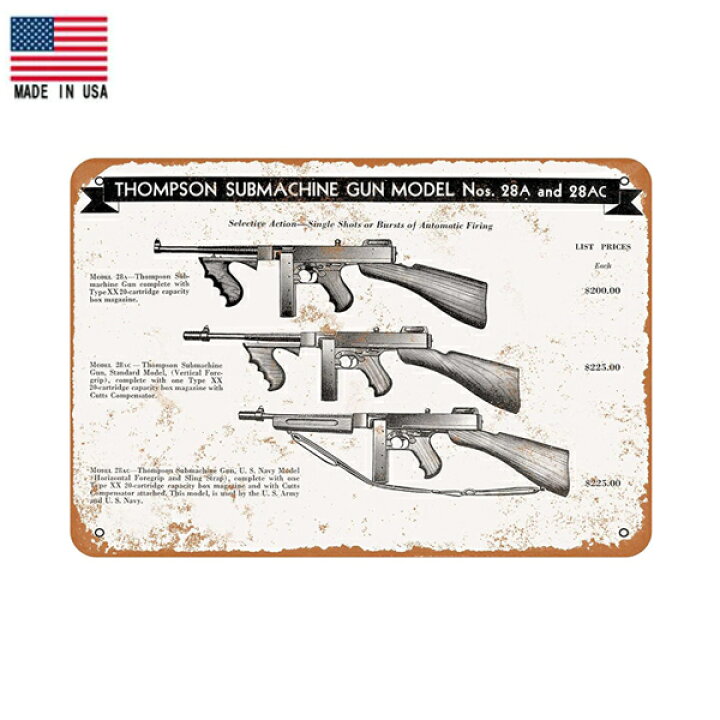 楽天市場 ブリキ看板 1944 Thompson トンプソン サブマシンガン ビンテージ調 看板 30 5cm 23cm 雑貨 インテリア 壁掛け ガレージ レトロ 広告 銃 ガン ミリタリー マフィア ブラック グレー Mancave マンケイブ