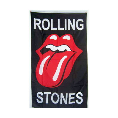 【フラッグ】ROLLINGSTONESローリングストーンズ縦長フラッグブラック約154cm×87cm【ガレージインテリア旗バナー】
