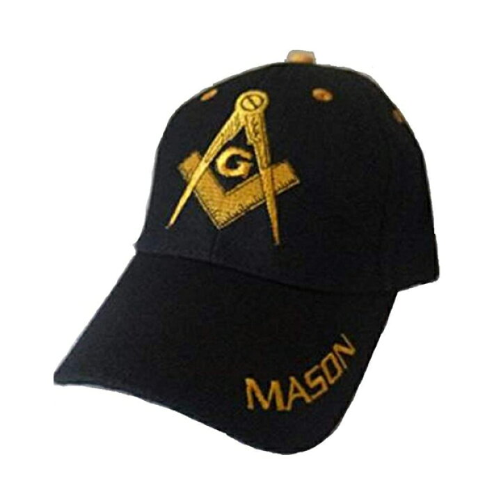 楽天市場 帽子 キャップ フリーメイソン メンズ ロゴ 刺繍 キャップ ブラック ゴールド Mason フリーメーソン コンパス 定規 グッズ アイテム Mancave マンケイブ