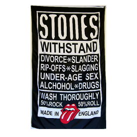 【フラッグ】Rolling Stones（ローリングストーンズ） ロゴ フラッグ 縦長 ブラック 屋内・屋外用 154cm×89cm 【flag ロック ガレージ インテリア ショップ 旗 バナー 】