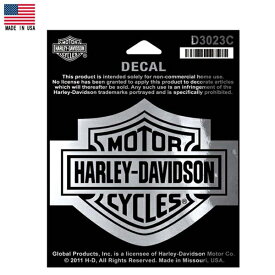 【ハーレーダビッドソン】【ステッカー】バー＆シールド ロゴ デカール クローム 10cm×8cm【Harley Davidson 雑貨 シール バイク バイカー メイドインUSA】
