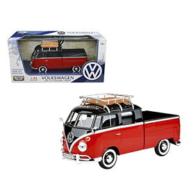 【ミニカー】【フォルクスワーゲン】タイプ2 (T1) デリバリー ピックアップ 1:24 スケール レッドブラック【volkswagen VW pickup motor max トイ おもちゃ 車 カー】