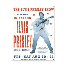 【ブリキ看板】エルヴィス・プレスリー コンサート ポスター調 看板 32cm×41cm【Elvis Presley インテリア 雑貨 ガレージ 壁掛け 音楽 ロック バンド】