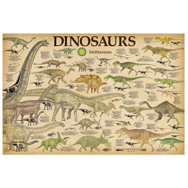 【ポスター】スミソニアン協会 ダイナソー チャート ポスター 61cm×91.5cm【Dinosaurs Smithsonian 恐竜 雑貨 ガレージ ブラウン グリーンブラック】