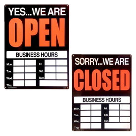 プラスチックサイン オープン クローズ 両面仕様 ビジネスアワー サインプレート OPNE / CLOSED BUSINESS HOURS 約48.5×38cm ■ 店舗 開店 閉店 営業時間 看板 サインプレート