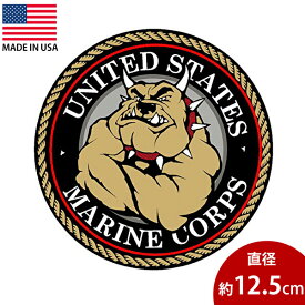 UNITED STATES MARINE CORPS 海兵隊 ブルドッグ デカール 直径12.5cm アメリカ製 ■ シール ステッカー ミリタリー 犬