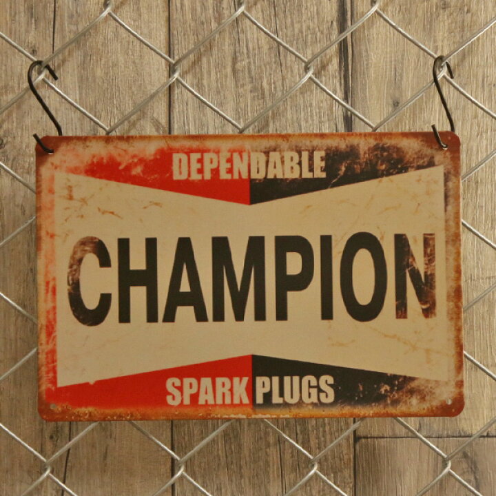 楽天市場】メタルサイン CHAMPION SPARK PLUGS ロゴ ビンテージ調 20cm 