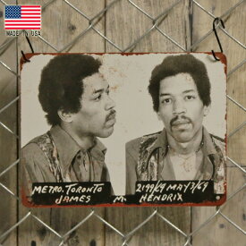 メタルサイン ジミ・ヘンドリックス マグショット ヴィンテージ調 看板 23cm×30.5cm アメリカ製 ■ Jimi Hendrix ジミ ヘン ジミヘン 逮捕 囚人 刑務所 インテリア 雑貨 ガレージ 壁掛け ギタリスト ブリキ看板
