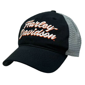 ハーレーダビッドソン メンズ 刺繍 メッシュ ベースボールキャップ ブラック ■ Harley-Davidson 帽子 野球帽 バイク