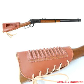 MIESSA ウィンチェスター M1894対応 アモホルダー付き レザーチークパッド ブラウン ■ シューティング 本革 チークレスト パッド