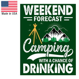 メタルサイン "Camping" キャンピング 縦41cm×横32cm ■ weekend forecast キャンプ アウトドア 壁掛け インテリア 雑貨 ガレージ ブリキ看板 店舗ディスプレイ アメリカ製