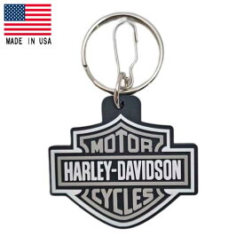 ハーレーダビッドソン キーホルダー クラシック バー&シールド キーリング グレー アメリカ製 ■ Harley-Davidson ハーレー バイク 小物 雑貨 米国製