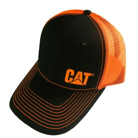 CAT キャタピラー メッシュキャップ ブラック オレンジ ■ アウトドア キャップ 建設機械 企業 帽子 野球帽