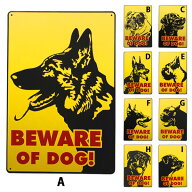 【50%オフ!】 メタルサイン "BEWARE OF DOG!" 猛犬注意 シルエット 看板 縦30cm×横20cm ■ 犬に注意 注…