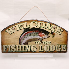 ウェルカム フィッシングロッジ（welcome to the fishing loge） ウォールハンギングスレート（壁掛け 石板 看板）【インテリア 壁掛け】（44273）