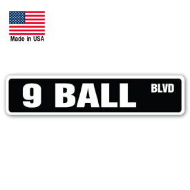 【プラスチック看板】9 BALL BLVD 10.1cm×45.7cm【ビリヤード 9ボール インテリア 雑貨 ガレージ メイドインUSA】
