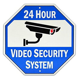 【メタル看板】24 Hour Video Security Sysyem 30cm×30cm【インテリア 雑貨 壁掛け ガレージ 防犯 カメラ セキュリティ】