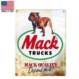 【ブリキ看板】Mack Trucks ロゴ 23cm×30.5cm【マック トラック インテリア 雑貨 壁掛け ガレージ 犬】