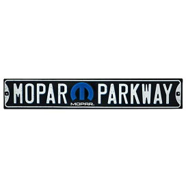 【ブリキ看板】【モパー】MOPAR PARKWAY ロゴ ストリートサイン 50.5cm×8.5cm エンボス加工【インテリア 雑貨 壁掛け ガレージ 車】
