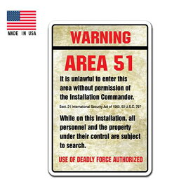 【プラスチック看板】WARNING AREA 51 看板 30.5cm×20cm【Made in USA エリア51 インテリア 雑貨 ガレージ 】