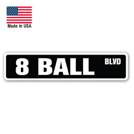 【プラスチックサイン】8 BALL BLVD 10.1cm×45.7cm【ビリヤード 8ボール 看板 インテリア 雑貨 ガレージ メイドインUSA】