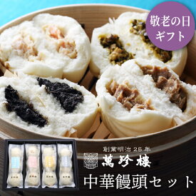 中華饅頭セット4種 (MT-401) 【 横浜中華街 萬珍樓 】 冷凍ギフト ギフトセット 詰合せ お取り寄せ 贈答用 お祝い 内祝い 中華まん 肉まん 食べ比べ あんまん 化粧箱 北海道小麦 国産 和豚 もちぶた のし 熨斗 グルメセット 送料込 送料無料 暑中見舞 御中元 敬老の日