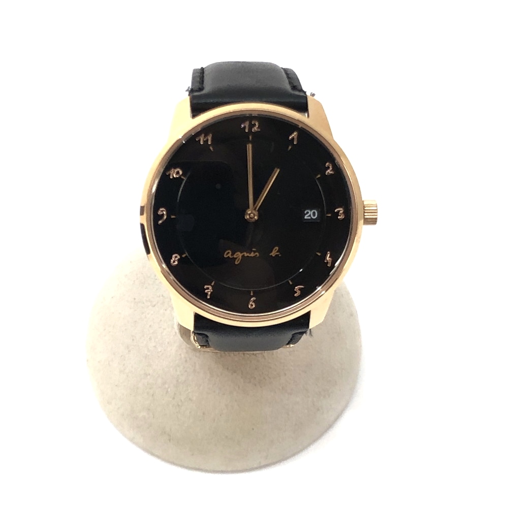 【中古】【メンズ】【付属品あり】agnes.b アニエスベー QUARTZ クォーツ 腕時計 Watch ウォッチ 品番: vj42-K30 ケースサイズ (H×W×D): 41×48×8mm カラー:BLACK ブラック 万代Net店 メンズ腕時計