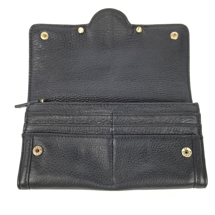 楽天市場 中古 Tory Burch トリーバーチ レザーロングウォレット 長財布 メンズ レディース ブラック 黒 万代net店 万代net店