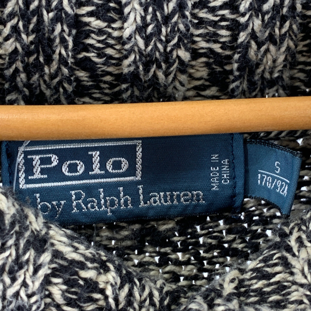 【中古】【メンズ】Polo Ralph Lauren ポロ ラルフローレン ショールカラーミックスニット セーター トップス アウター サイズ：S  カラー：ブラック 黒 ホワイト 白 万代Net店 | 万代Net店