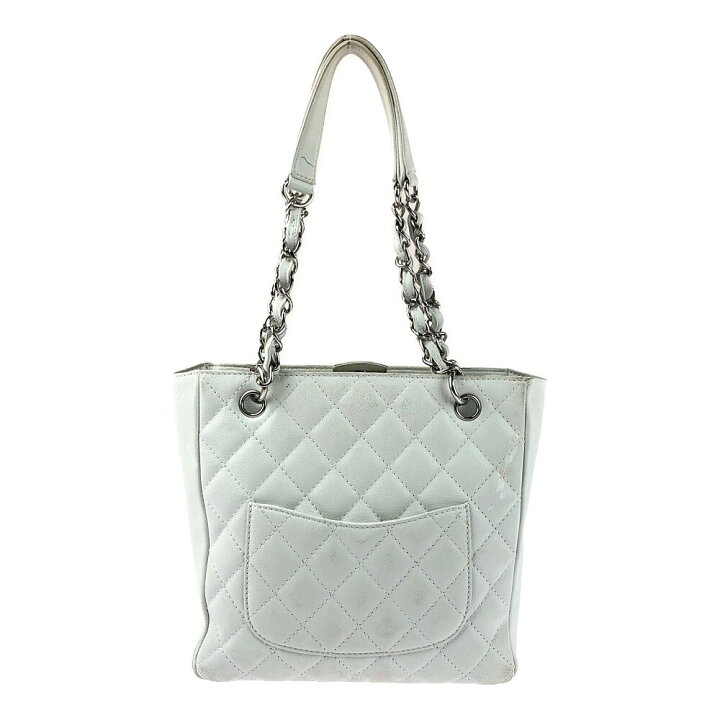 【中古】【レディース】CHANEL キャビアスキン チェーントートバッグ A20994 シャネル ココマーク ワンショルダーバッグ カバン サイズ:約24××9cm カラー:ホワイト 白 万代 | 万代Net店