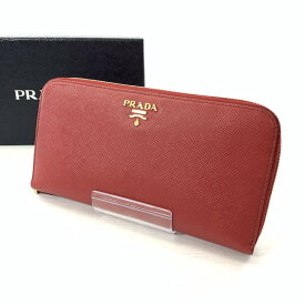 【中古】【レディース】PRADA プラダ SAFFIANO METAL サフィアーノ ラウンドファスナー 長財布 1ML506 カラー：レッド 赤 181-220210-nm-1-fuz 万代Net店