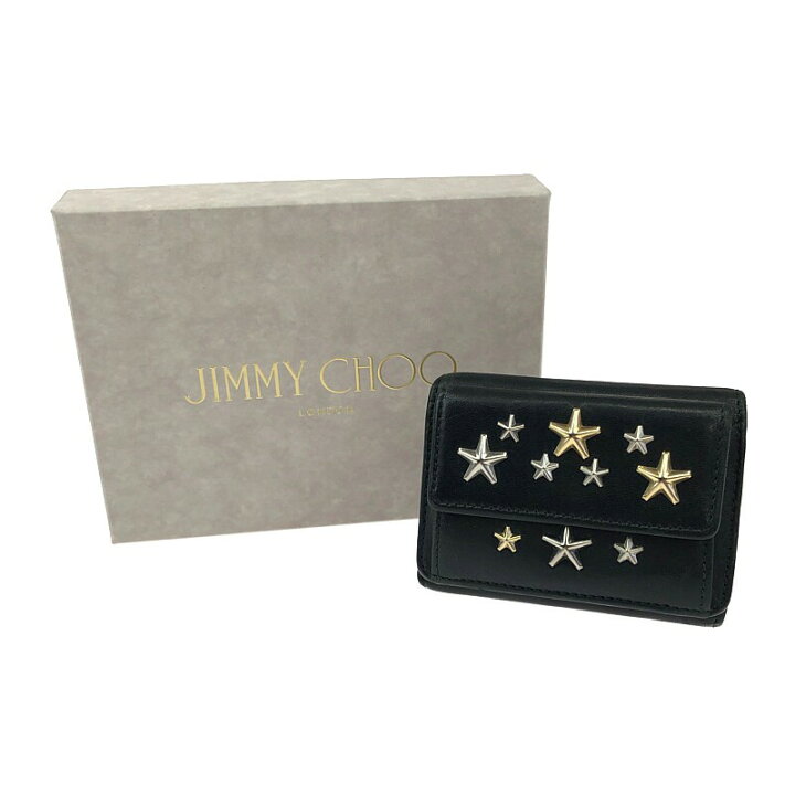 楽天市場 中古 メンズ レディース Jimmy Choo Nemo Ltr J ジミーチュウ ネモ スタッズ ミニウォレット 三つ折り財布 サイズ 約7 5 10 3cm カラー ブラック 万代net店 万代net店