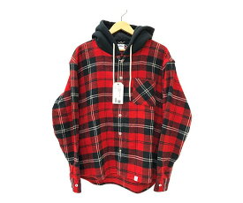 【中古】【メンズ】BEDWIN & THE HEARTBREAKERS L/S FLANNEL HOODED SHIRT “GUMMO” 21AB1668 ベドウィンアンドザハートブレイカーズ チェックシャツ 長袖 トップス ストリート系 サイズ：3 カラー：レッド 万代Net店