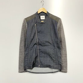 【中古】【メンズ】FACTOTUM ファクトタム 15SS テンセルデニムコンビライダースブルゾン ジャケット サイズ：44 カラー：グレー 万代Net店