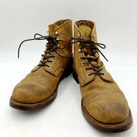 【中古】【メンズ】RED WING IRON RANGE SUEDE LEATHER BOOTS 8113 レッドウィング アイアンレンジ スエードレザー ブーツ サイズ：27cm カラー：ベージュ 万代Net店