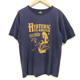 【中古】【メンズ】HYSTERIC GLAMOUR S/S TEE 02183CT07 ヒステリックグラマー プリントTシャツ 半袖 トップス サイズ：M カラー：NAVY/YELLOW 万代Net店