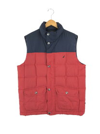 【中古】【メンズ】NAUTICA 90's DOWN VEST ノーティカ 90年代 ダウンベスト ライトアウター サイズ：M カラー：ネイビー/レッド 万代Net店